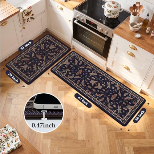 LEEVAN Anti Fatigue Kitchen Mats for Floor, Cushioned Kitchen Mat Set 2PCS