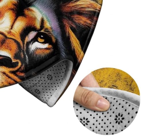Large Round Area Rug Home Decor Modern Bathroom Rug Kitchen Office Circle Rug for Living Room Sofa Circle Cute Mat Rasta Flag Lion Splatter Painting, 24inch