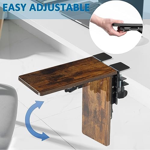 ETHU Compact Foldable Desk Extender Tray with Clamp, 11.8x5.9, Walnut