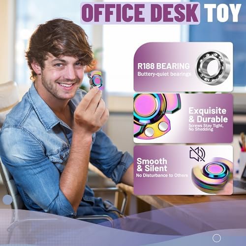 3-in-1 Fidget Spinner Toy for Adults Metal Slider Clicker Spinner Magnetic for Teen Boys Stress Anxiety Relief Autism ADHD Cool Stuff for Teenage Quiet Gadgets EDC Office Desk Toy for Men