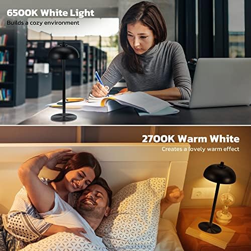 2 Pack Cordless Table Lamp Rechargeable, 5000mAh Battery Table Light