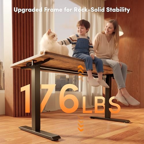 FEZIBO Standing Desk 48 × 24 Inch Electric Height Adjustable, Rustic Brown