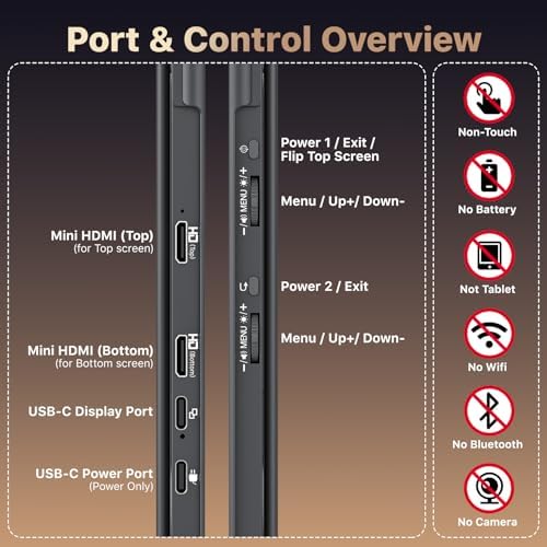 kksmart Portable Monitor for Laptop MacBook Surface PC Xbox PS5, Travel Monitor Second Screen for Laptop, HDMI USB-C VESA Compatible Built-in Speaker, 15.6in
