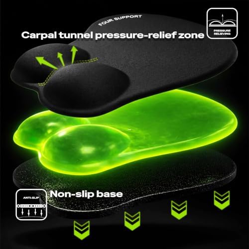 Ergonomic Gel Mouse Pad with Wrist Rest for Pressure-Relief – Orthopedic Style Wrist Support, Physiotherapist Brand 10.1L x 8.5W inches