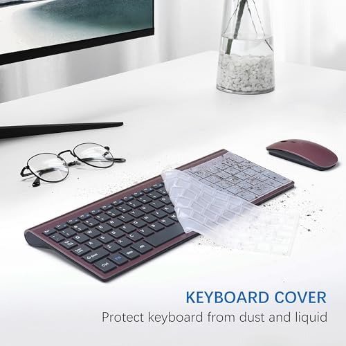 Wireless Keyboard and Mouse Ultra Slim Combo, TopMate - Wine Black