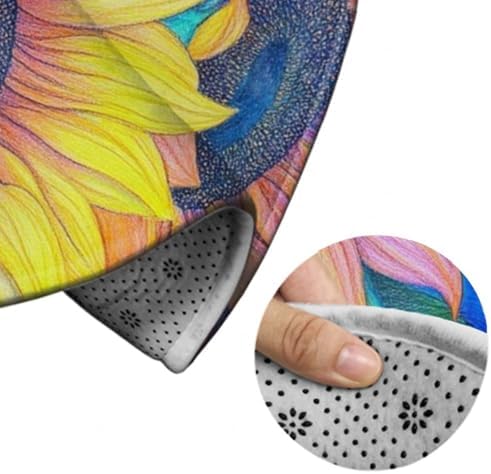 Highly Premium Quality Floor Mat, Office Chair Decor Mat, Room Sofa Yoga Soft Round Carpet Colorful Sunflower, 60inch