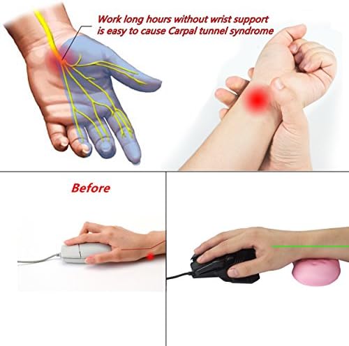 BRILA Ergonomic Memory Foam Mouse Wrist Rest Support Pad Cushion for Computer, Laptop, Office Work, PC Gaming - Massage Holes Design - Wrist Pain Relief (Pink Mouse Wrist Rest)