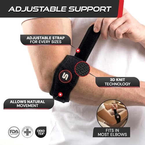 Sleeve Stars Tennis Elbow Brace for Men & Women, Fits 9"-23" (Pair/Black)
