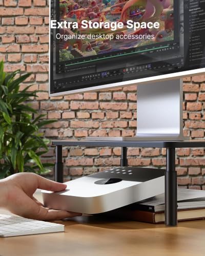 HUANUO Monitor Stand, Monitor Stand Riser 3 Height Adjustable, Monitor Riser with Airflow Vents, Laptop Stand for Desk, Laptop Riser, Desk Organizer for Monitor, Laptop, PC, Printer