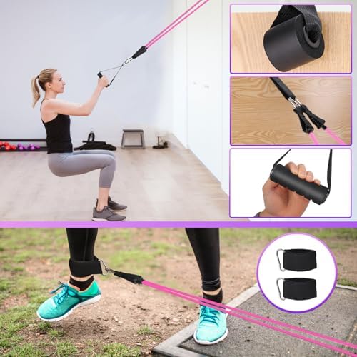 WIKDAY Exercise Resistance Bands with Handles for Working Out Workout Bands Set with Door Anchor for Physical Therapy, Yoga, Pilates