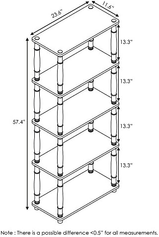 Furinno Turn-N-Tube 5-Tier Multipurpose Shelf / Display Rack / Storage Shelf / Bookshelf, Classic Tubes, Espresso/Black