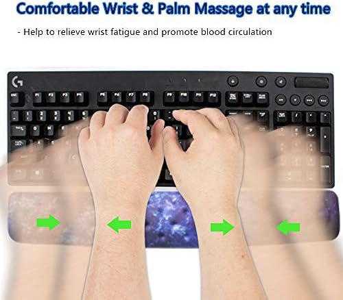 BRILA Keyboard Wrist Rest Support Cushion Pad for Computer, Laptop, Office Work, PC Gaming - Memory Foam Gel with Massage Holes Design - Non-Slip Easy Typing Wrist Pain Relief (Nebula)