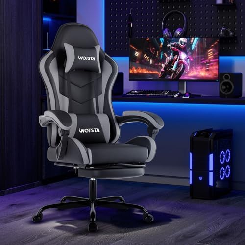Ergonomic Gaming & Office Chair, Footrest, Racing Design Black/Grey