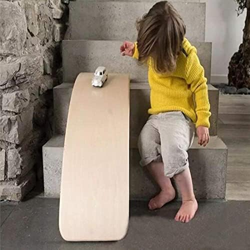 Gentle Monster Wooden Wobble Balance Board, 35 Inch Rocker Board Natural Wood, Open Ended Learning Toy, Yoga Curvy Board for Classroom & Office Adult