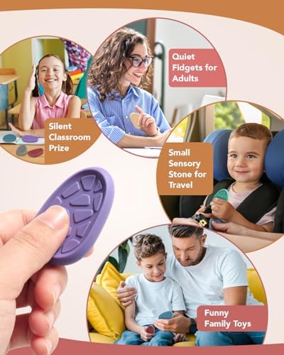 Fidget Toys Adults Sensory Stone: 48 Pack Texture Worry Stone for Calming - Sensory Autism Toys for Stress Relief - Quiet Bulk Fidgets for Classroom Prizes