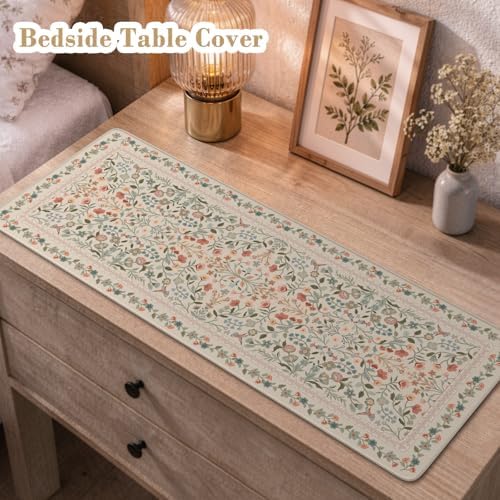 iCasso Aesthetic Desk Mat,31.5x11.8in Mouse Pads,Beige Floral