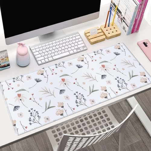 Flowers Extended Big Mouse Pad Large,XL Gaming Mouse Pad Desk Pad,31.5x11.8inch Long Computer Keyboard Mouse Mat Mousepad with 3mm Non-Slip Base and Stitched Edge for Home Office Work