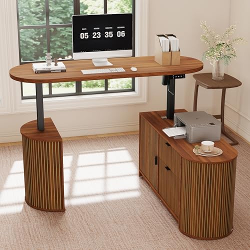 Electric L Shaped Standing Desk, Corner Sit Stand Up Desk, Executive Desk