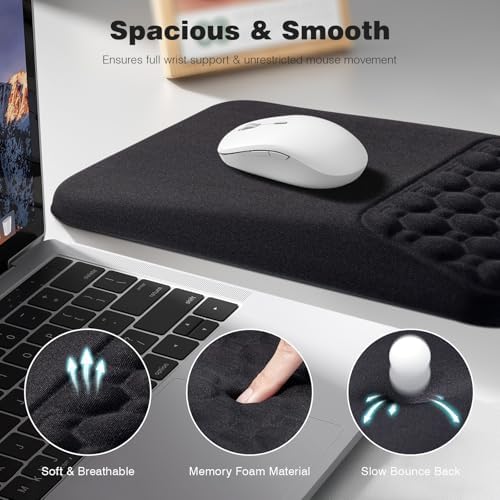 Ospelelf Mouse Pad with Wrist Rest Black Ergonomic Comfortable Pain Relief Mousepad Wrist Support for Laptop Computer
