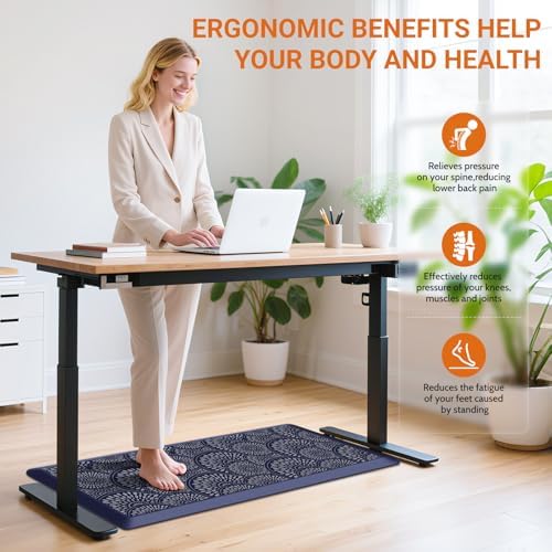 Mattitude Kitchen Mat, 17.3x39in Heavy Duty Ergonomic Comfort Foam Standing Desk Mat, Waterproof Non-Slip Standing Mats and Rugs for Kitchen, Office, Laundry, Blue