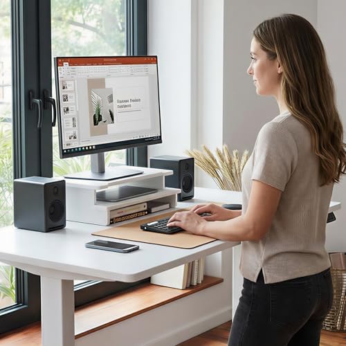 16.5” Bamboo Monitor Stand with Phone & Tablet Holder Desk Shelf