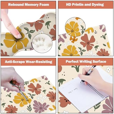 ARTSO Gaming Mouse Pad Wrist Support Set,Cute Flower Desk Mat+Mouse Pad with Wrist Rest +Keyboard Wrist Pad+Coaster,4-in-1 Mousepad Ergonomic Design for Home Office Game