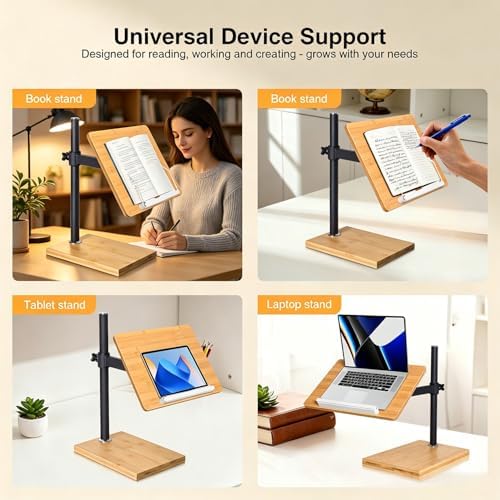 Laptop Stand for Desk, Adjustable Wood and Bamboo Base (Large)