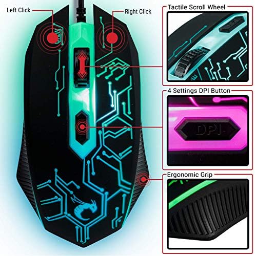 Gaming Keyboard and Mouse and Mouse pad and Gaming Headset, Wired LED RGB Backlight Bundle for PC Gamers and Xbox and PS4 Users - 4 in 1 Edition Hornet RX-250