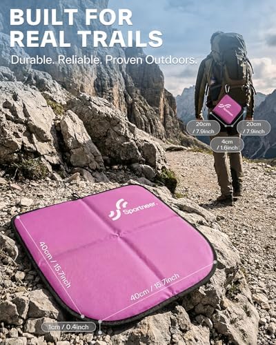 Sportneer Sitting Pad, Lightweight Waterproof Folding Seat Pad for Backpacking, 15.75'' x 15.75'' Portable Camping Seat Mat for Hiking, Picnics & Outdoor Use