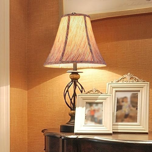 GO&SO Set of 2 Burgundy Vertical Stripe Fabric Bell Lamp Shades 6"x13"x9.8"