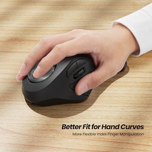 Nulea M505A Wireless Trackball Mouse Ergonomic 44mm Index Finger Control