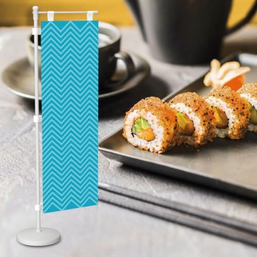 Green and Blue Chevron Deluxe Desk Flag Set, 12 x 4 Inch Miniature Table Flag with 14" Pole & Stand Base