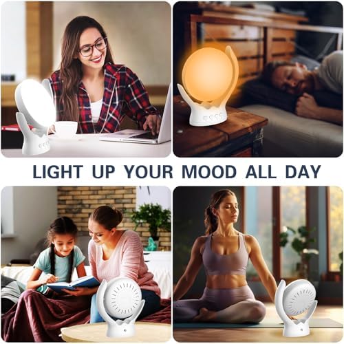 Voraiya Light Therapy Lamp, UV-Free 10000 Lux Sun Lamp, 210° Rotatable, 3 Color Temperatures, 5 Brightness Levels, 4 Timer Settings with Memory, Daylight Lamp for Home Office Desk