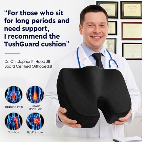 TushGuard Seat Cushion, Memory Foam Office Chair Cushion - Grey, XXX-Large