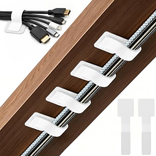 80 PCS Hook and Loop Cable Ties, Self Adhesive Cable Management Strap