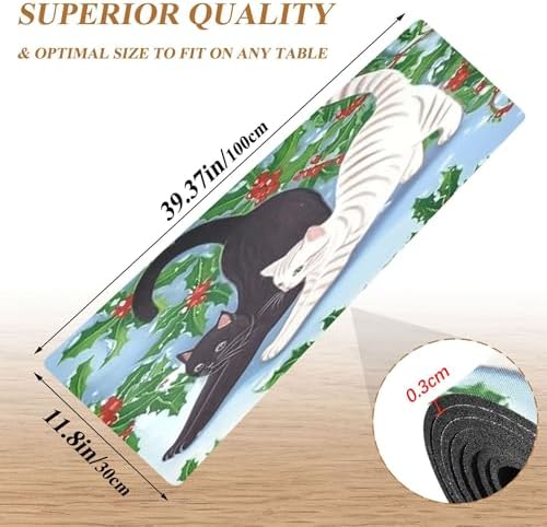 Cat Stretching Trivet Table Runner for Hot Dishes and Pots, Heat Resistant Waterproof Anti-Slip Table Protector for Kitchen Decor, 11.8x39.4 in