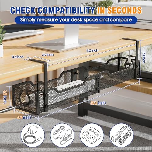 Cable Management Under Desk - 25.2" Open Slots No Dill Cable Tray