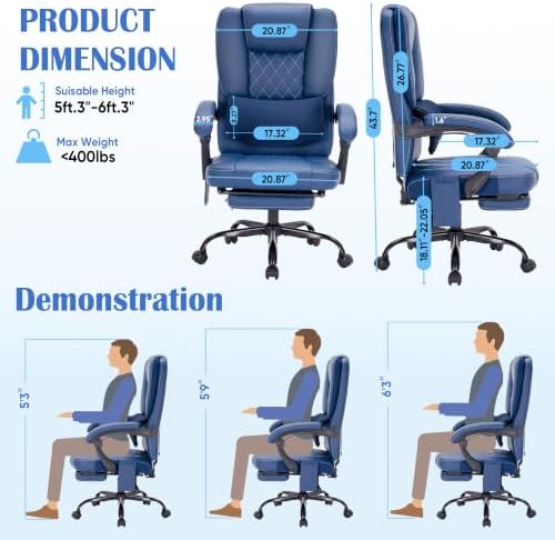 400lbs Reclining Office Chair with Ergonomic Lumbar Support