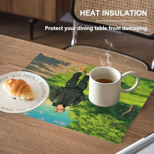 Casual Outfit Park Linen Placemats, Backpack Sneakers Table Mats for Table Washable Heat Insulation Thick Dining Mat, Indoor/Outdoor 12X18 in 4 Pcs