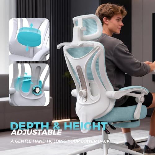 CYKOV Ergonomic Office Chair, Reclining, Footrest, Adjustable Lumbar, 350LB