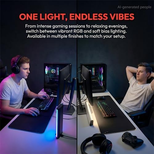 Light Bar Desk Lamp with Music Sync & RGB Ambient Lighting