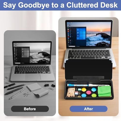DOLLAR BOSS 12"x7" Small Glass Desktop Whiteboard, All Black
