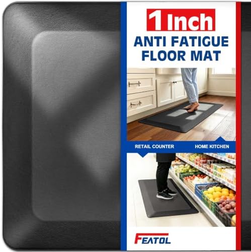 FEATOL 1 Inch Extra Thick Anti-Fatigue Mat for Standing Desk & Kitchen