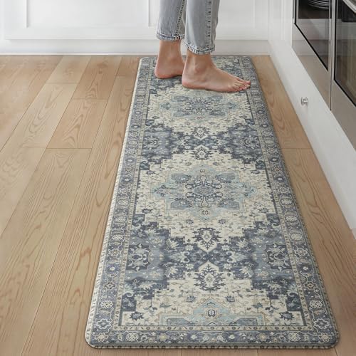 GENIMO Anti Fatigue Kitchen Mats for Floor 17"X59", Runner Rug,Navy