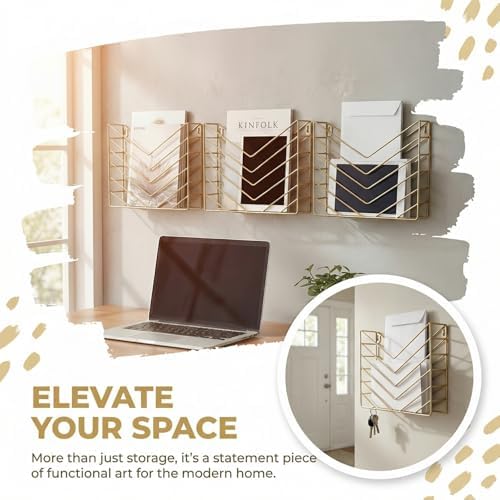 Wall Mounted Magzine Rack,Gold Wall Mount File Organizer