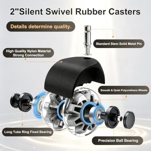 2" Caster Wheels Set of 5, Heavy Duty Office Chair Wheels