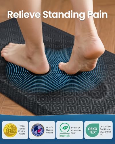 Ophanie Kitchen Mats for Floor, 1/2 inch Thick, 20x32 Anti Fatigue Cushioned Mat,Kitchen Rugs,Waterproof,Comfort Ergonomic Standing Mat for Office,Home,Sink with 99+ Pairs of Anti-Slip Bottom Ridges