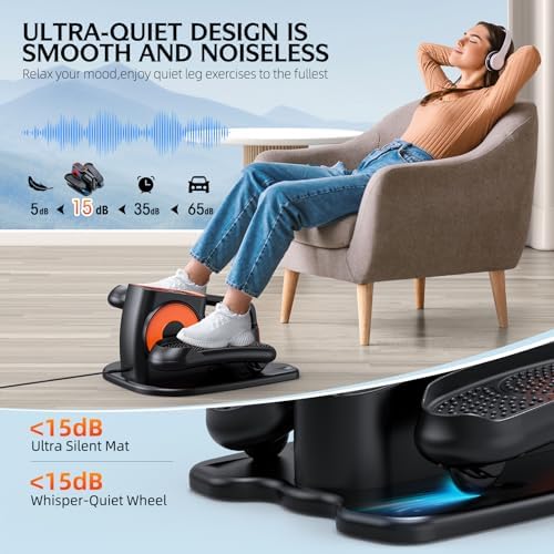 Under Desk Elliptical Machine, Electric Ellipse Leg Exerciser While Sitting for Seniors, Quiet Portable Elliptical Machine with 12 Adjustable Speeds, Seated Pedal Exerciser with Remote Control