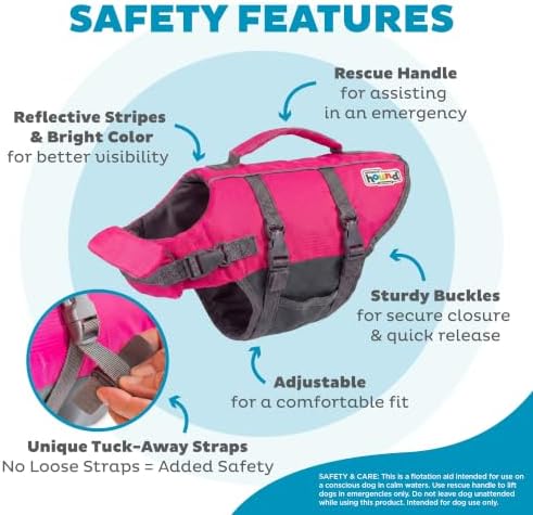 Outward Hound Granby Splash Dog Life Jacket, Life Vest, Pink, Small