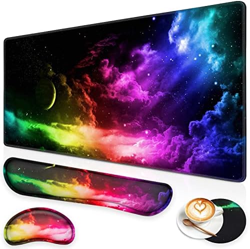Canjoy Desk Mat with Keyboard and Mouse, Desk Pad with Wrist Rest Support